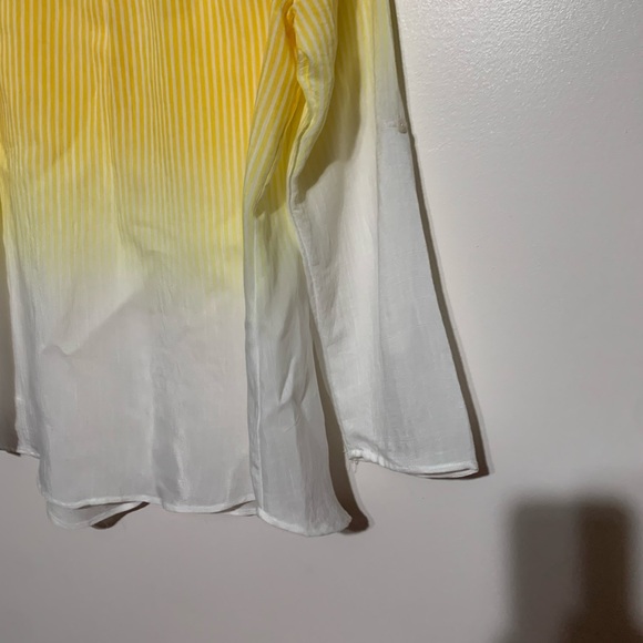 Fyve yellow and white striped ombré blouse with roll-tab sleeves XL - Picture 4 of 5